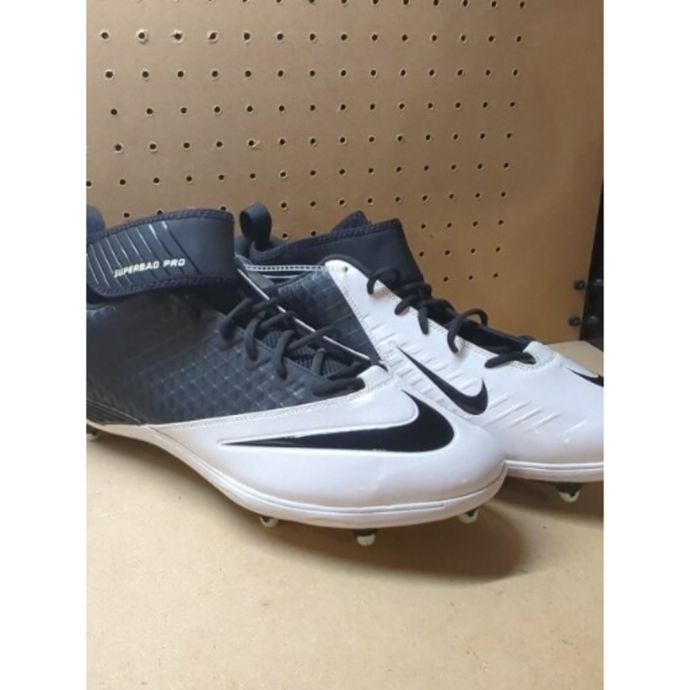NIKE SuperBad Pro Lunarlon Football Cleats Blk White 511328-001 Men's SZ 17 New